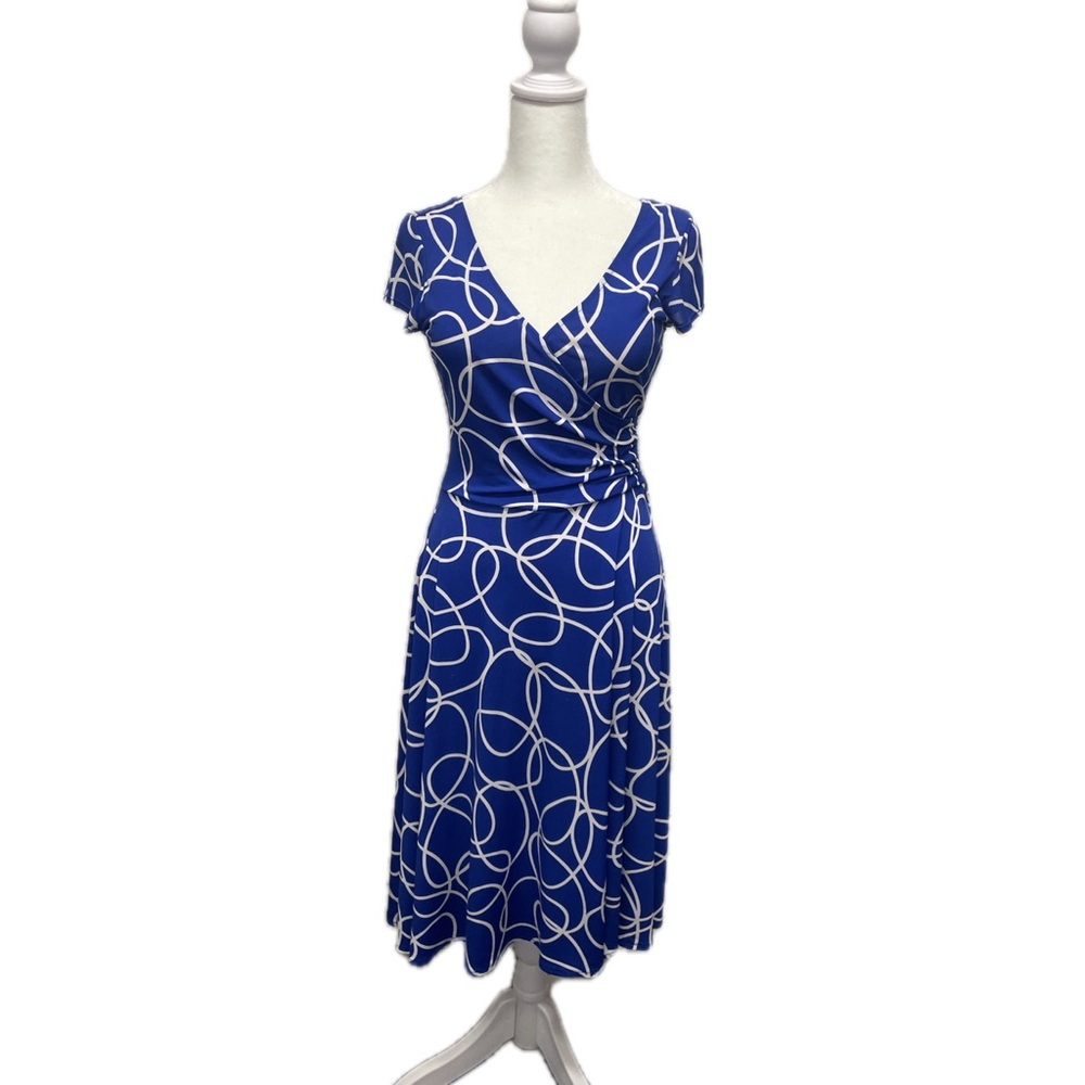 Blue Dress with White Swirl Pattern